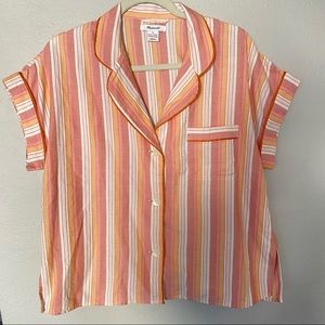 Madewell Orange multicolor Strip Button down Shirt Size M